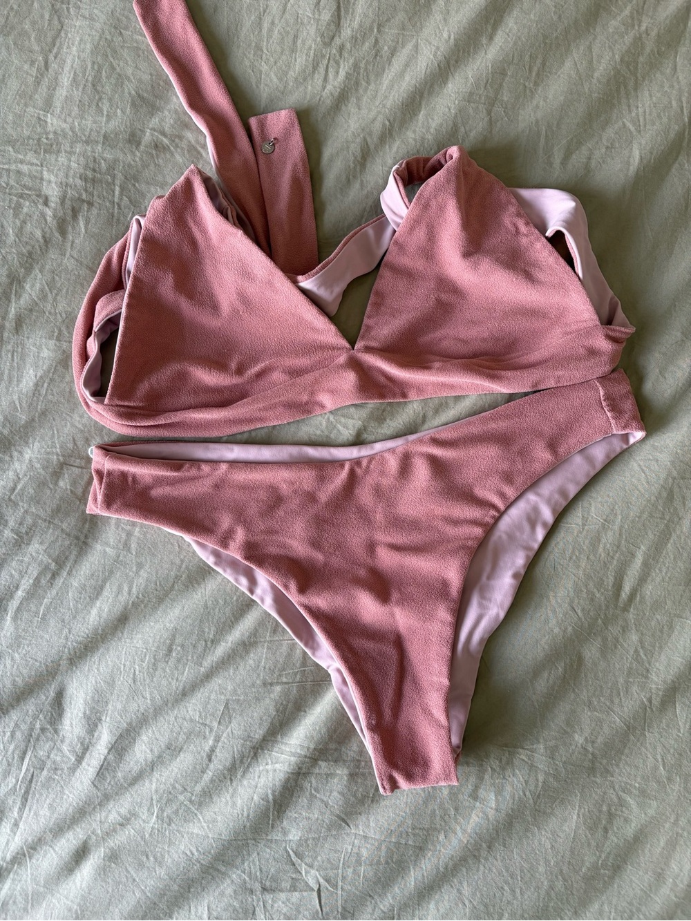 Blush Pink Textured Two-Piece Bikini - Othersea